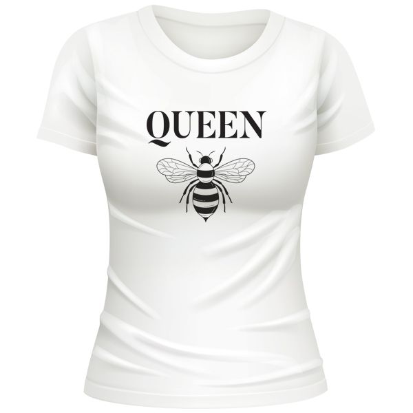 White T-Shirt Printed - "Queen Bee" - Cool printed t-shirt