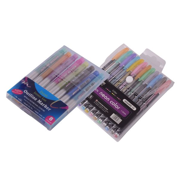 Zan Cai Metallic 8-Piece Outline Marker &amp; 12-Piece Gel Pens Set