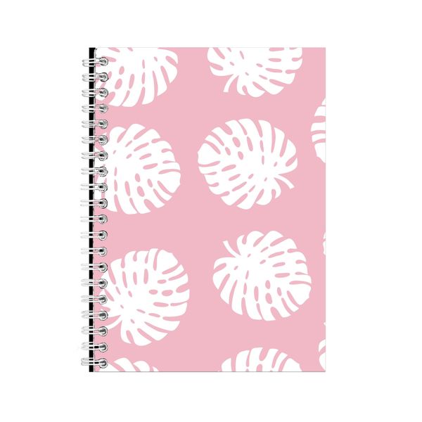 Pink leaf A5 Notebook Spiral and Lined Summer Cats Graphic Notepad Gift 134