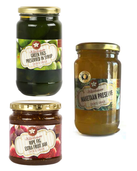 Wildebraam Fig Combo Green Fig, Ripe Fig and Maketaan Preserve 3 x Jar