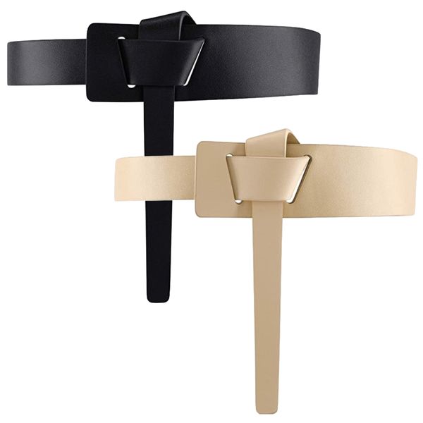 Fashion Women Faux Leather Folding Casual Waist Belt Set of 2- 120cm