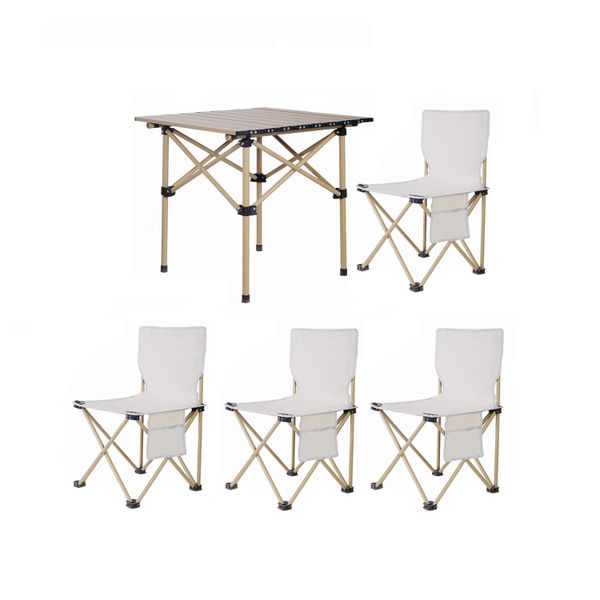 Foldable Camping Table &amp; Chair Set of 5 Compact Camping Chair Set