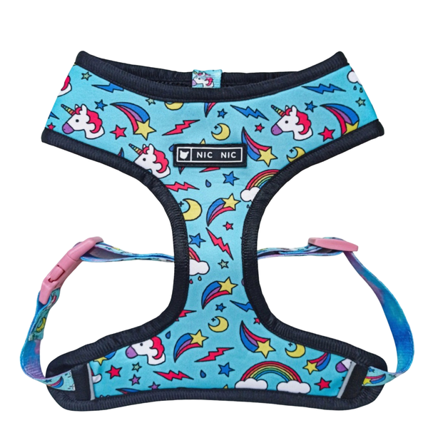 Cute Adjustable Dog Harness Pink/Blue French Bulldog, Pug