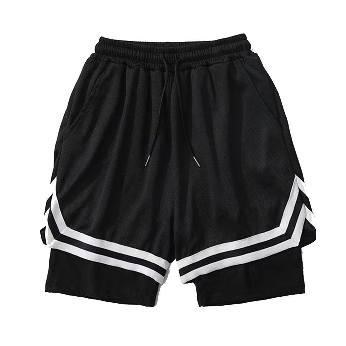 Men 2 Pieces Outdoor Shorts 2 in 1 Quick Dry Basketball Sport Training ...