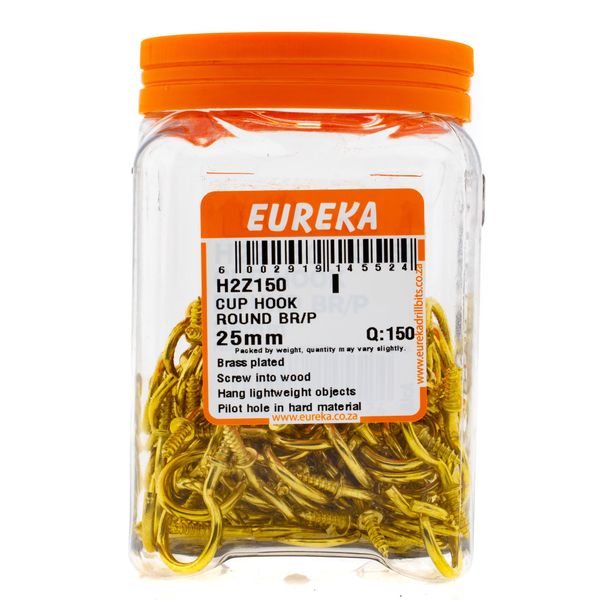EUREKA Cup Hook Round Brass Plated 25mm Q:150 H2Z150