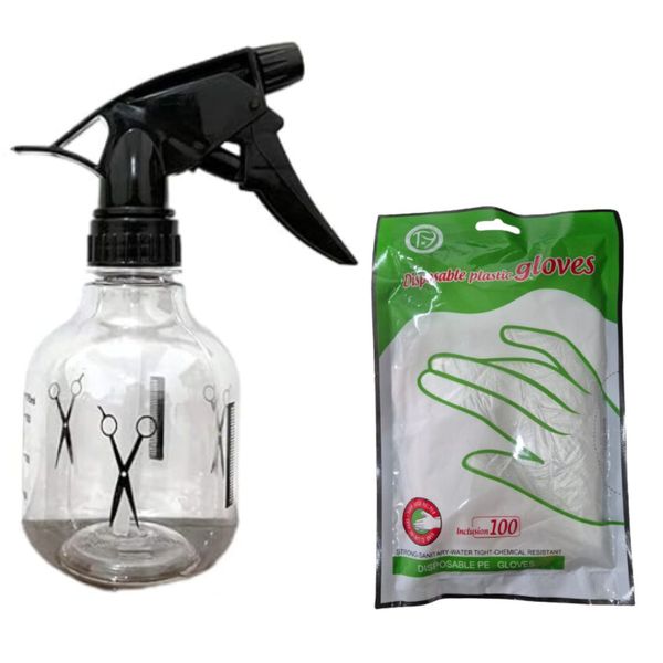 250ml Multi-Purpose Spray Bottle and 100 Pieces Disposable Plastic Gloves