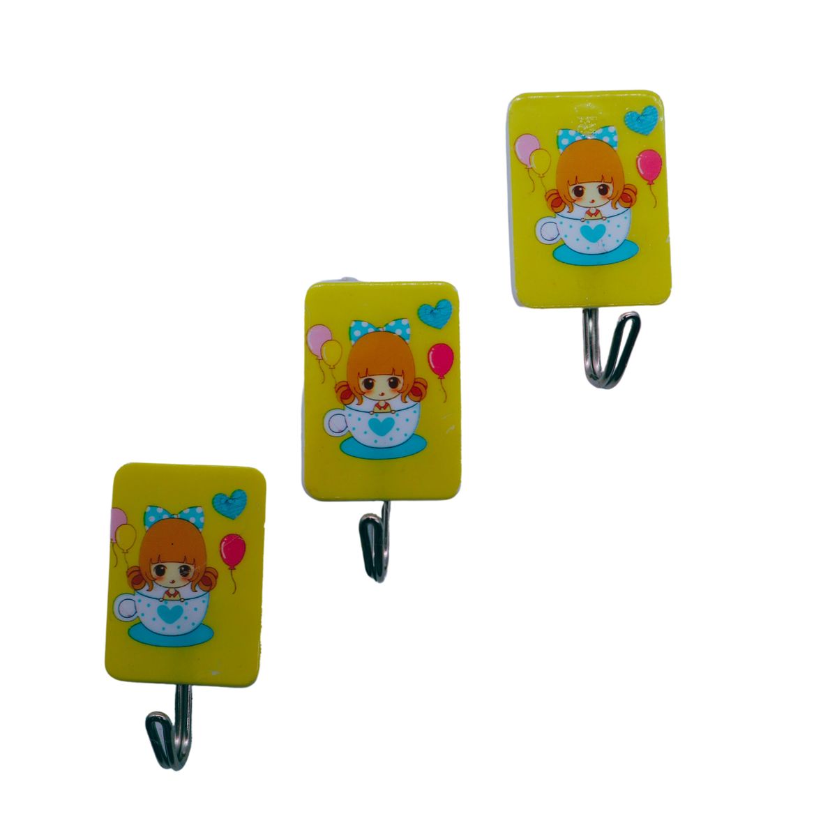Self Adhesive Pretty Girl Design Multi Purpose Novelty Hook 3 Pack