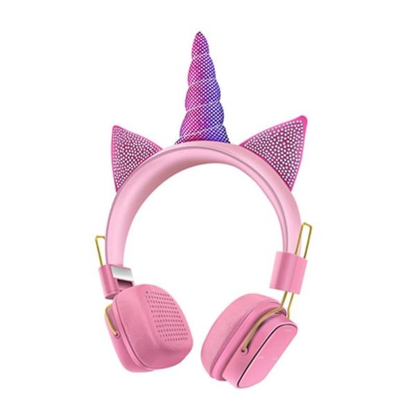 Funky On-Ear Bluetooth Wireless Unicorn Headphones - Pink