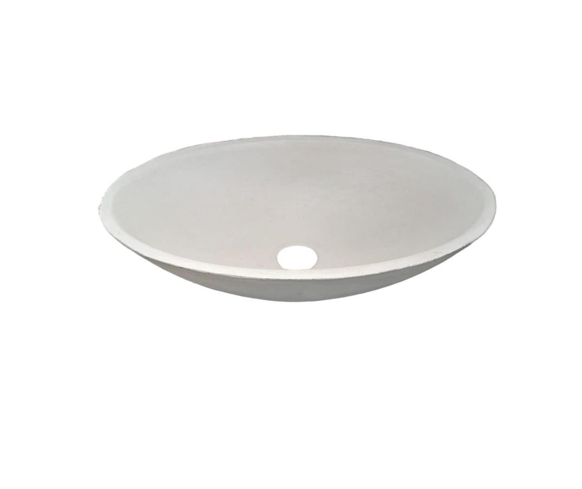 Ivory Concrete Oval Basin 50x35x15cm - High Strength, Chip Resistant