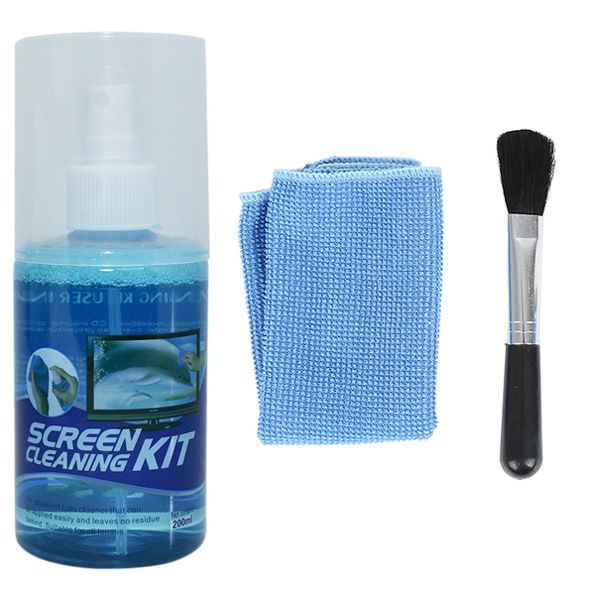 Cleaning Liquid + Brush + Cloth for LCD, Computer, Cellphone, TV - 200ML