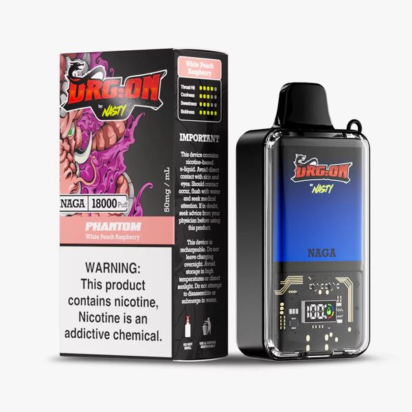 Nasty DRGON 18k puffs Disposabel Vape -50mg White Peach Raspberry (Phantom)