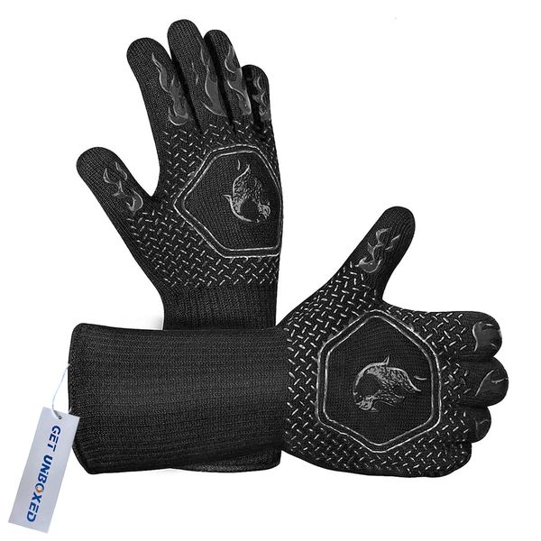GET UNBOXED Non-Slip 800 C Heat Resistant Cooking Gloves - One Pair