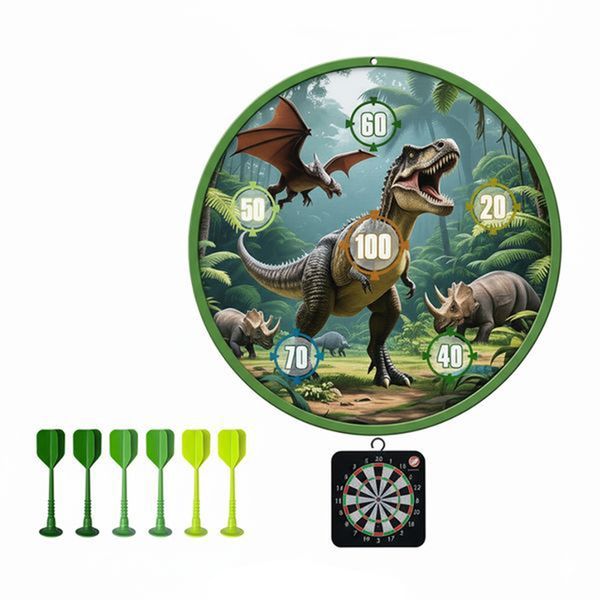 30 Cm Double-Sided Dinosaur Dart Board - Fun for Kids