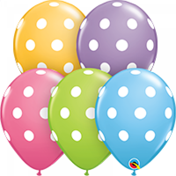 11 Inch Latex Round Big Polka Dots Assorted
