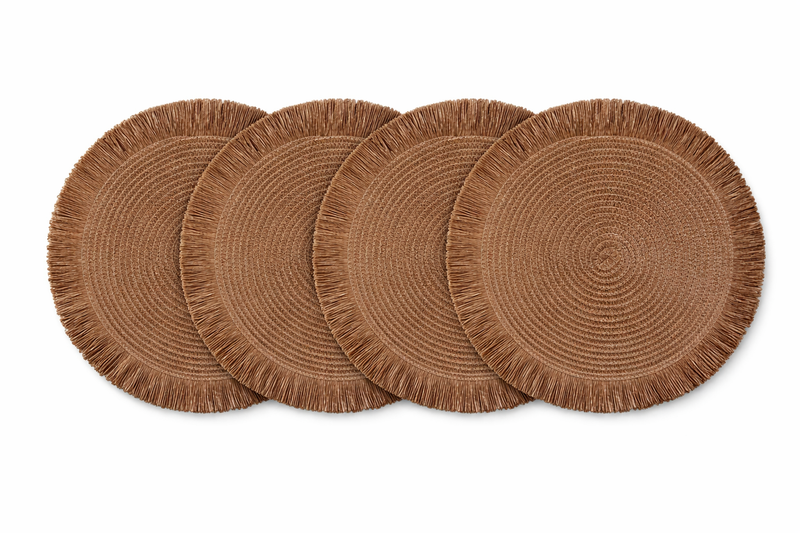4pc Bohemian Table Placemats | Non-slip round Coasters for Dining Plates