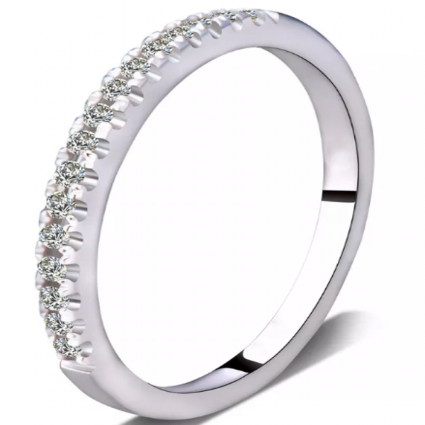 Ring Single Row Fine Tail Ring Full Rhinestone Zircon Micro Silver