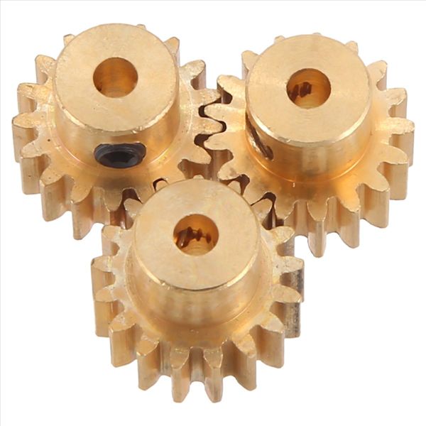 3 Pcs 3.175Mm Shaft Brass Pinion Motor Gear M0.8 for 1/10 1/8 Rc 19T