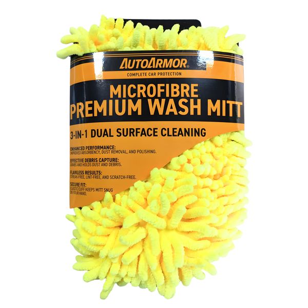 Auto Armor 3-in-1 Premium Microfiber Car Wash Mitt &amp; Detailing Tool