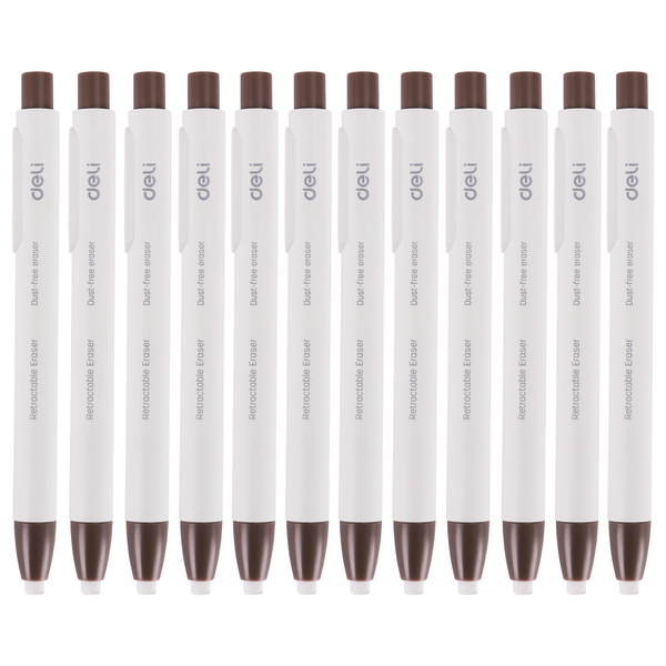 DELI Retractable Eraser EH01800 - PVC-Free, Clean Erasing, Assorted Colors
