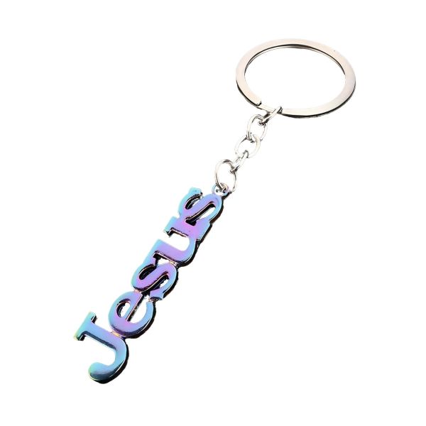 Metal Laser Jesus Car Keychain Pendant