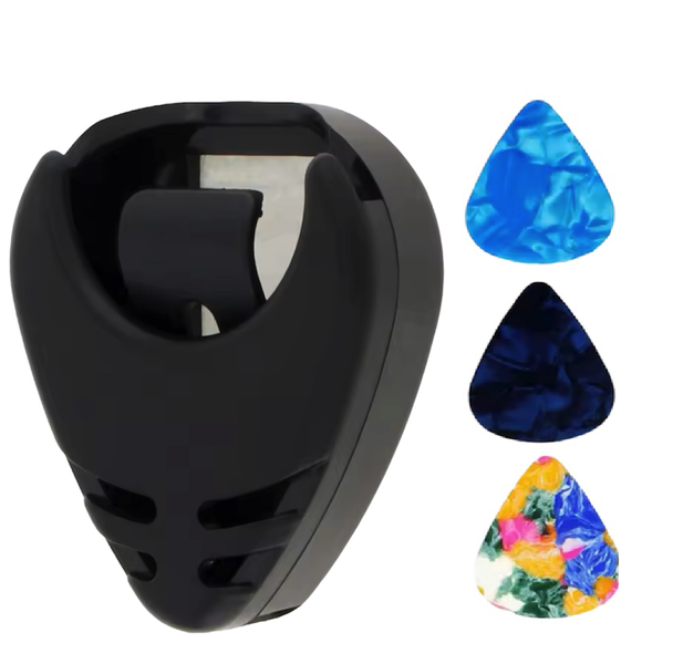 Premium Guitar Pick Holder with 3 Colourful Picks