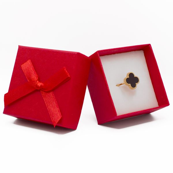 Lucky Black Clover Leaf Ring And Gift Box Set image