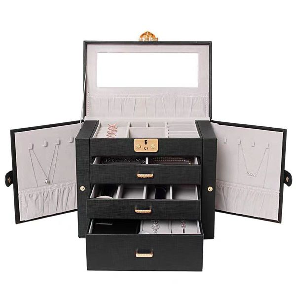 JESSEJESSE Luxurious Jewelry Box, 4-Tier Accessory Storage Case