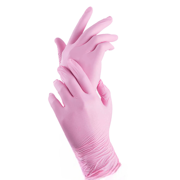 Premium Quality Soft Pink Nitrile Gloves - Finger Textured (Medium)