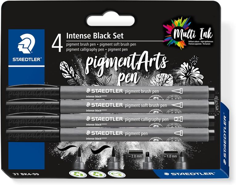 Staedtler Pigment Arts Intense Black Set Pack 4