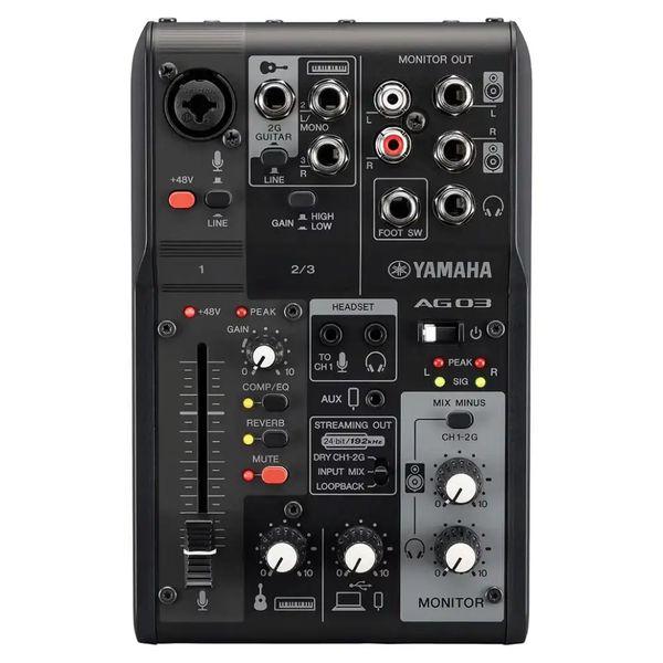 Yamaha AG03MK2 3-Channel Live Streaming Loopback Audio Mixer (Black)