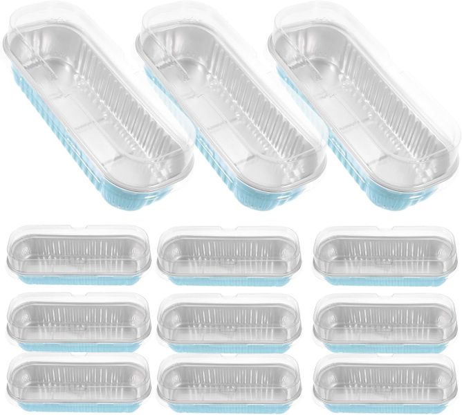 25pcs 200ml Mini Loaf Aluminum Foil Baking Pans with Plastic Lids