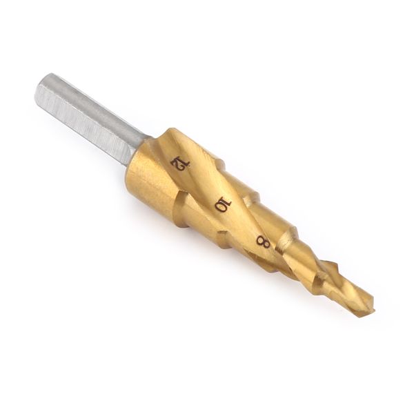 HSS Step Drill Bit 4-12mm Spiral Flute, Triangular Shank Tool