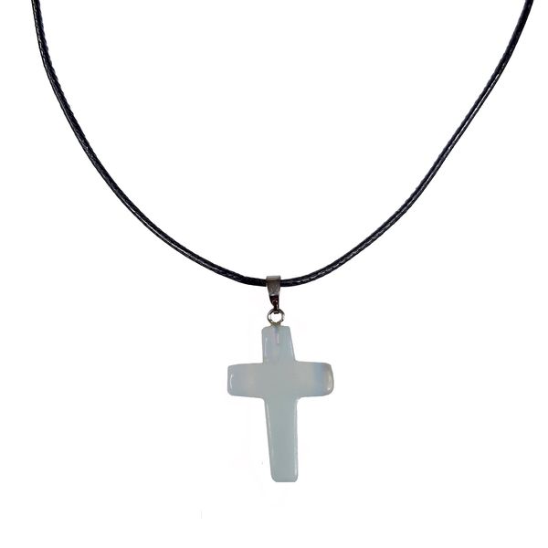 Earth Stone Collection - Cross Opal Stone Necklace