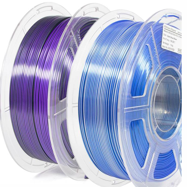 iSANMATE Dual Silk PLA Filament Bundle 1kg x2 - Blue-Silver &amp; Purple-Black