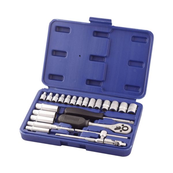 25Pcs 1/4" Drive Auto Repair Socket Ratchet Tool Set TSOCKE000
