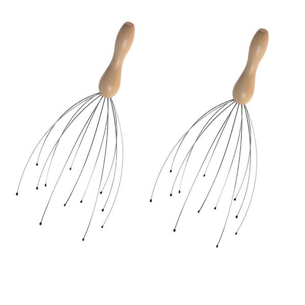 Head &amp; Scalp Massager with Wooden Handle - Set of 2