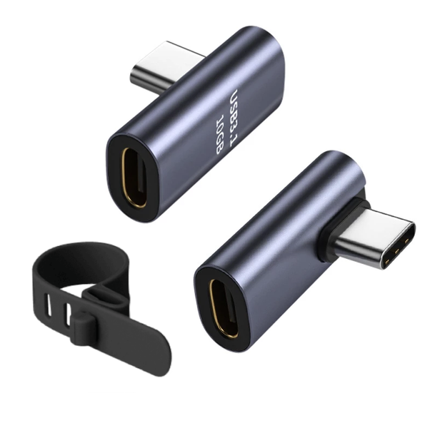 USB Adapter - 90 Degree - USB C to UCB C, with Cable Strap