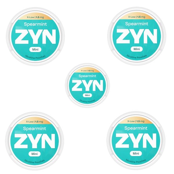 Zyn Mini Nicotine Pouches - Spearmint 1.5mg - 5 Pack (75 Pouches)