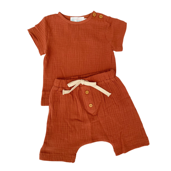 2-Piece Muslin Summer Set - Rust