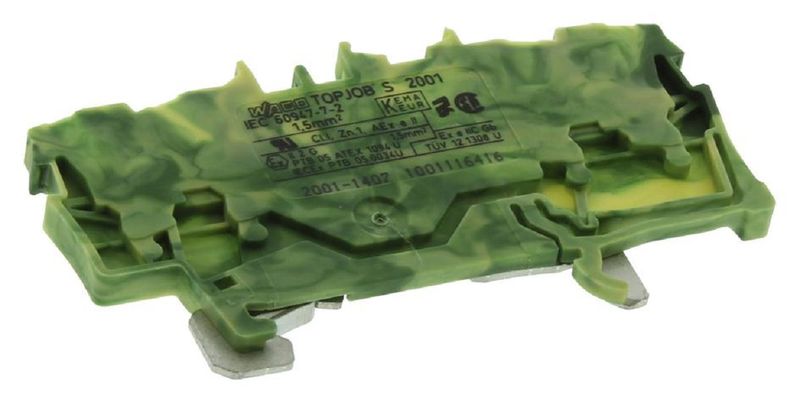 Wago (2001-1407) DIN Rail Mount Terminal Block, 4 Ways, 22 AWG, 14 AWG