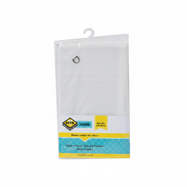 MTS PVC Shower Curtain 125 cm x 200 cm - White &amp; Brown Design
