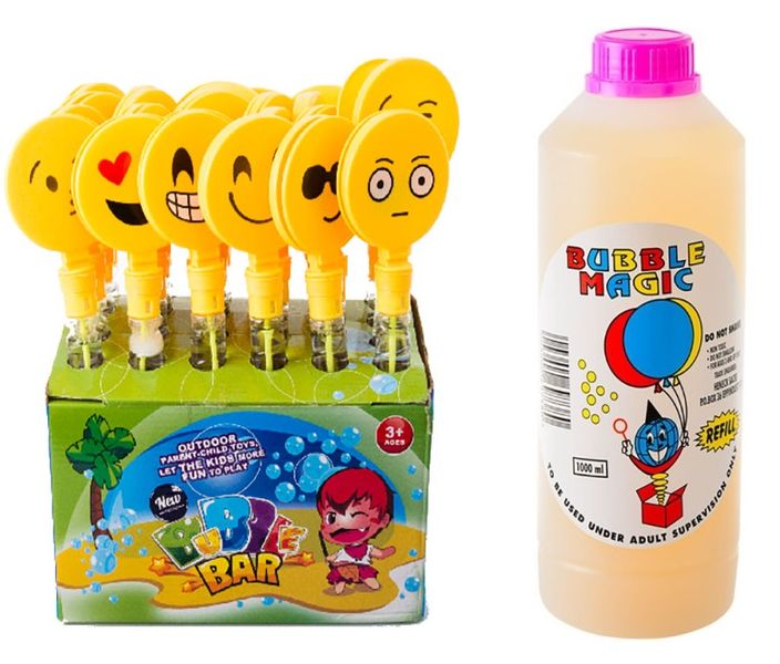 24pc Bubble Wand Icon Clapper 29cm &amp; 1 Litre Bubble Refill