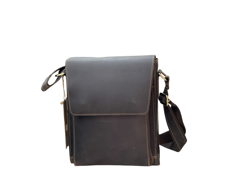 Distressed Earth Leather Messenger