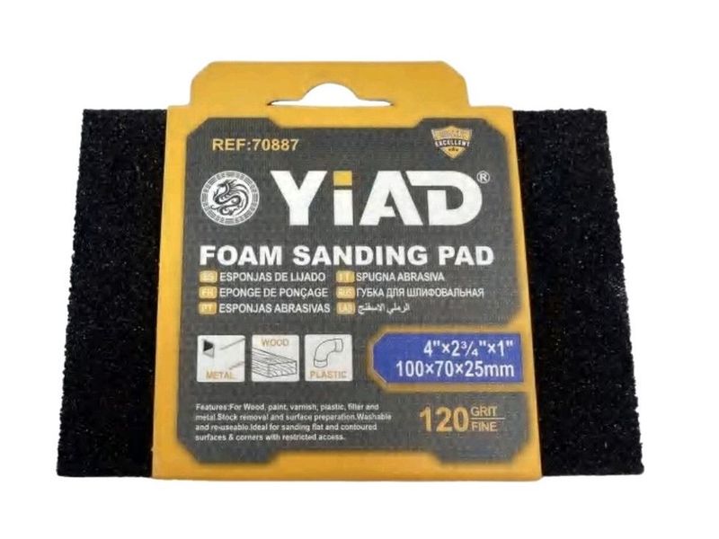 Yiad 120 Grit Intermediate Foam Sanding Pad For Wood/Plastic/Metal