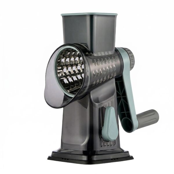3-in-1 Rotary Cheese Grater &amp; Manual Vegetable Slicer - Suction Base