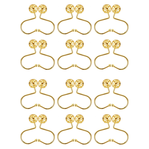 Gold Shower Curtain Hooks Rings Set Of 12 Decor Metal For Bathroom
