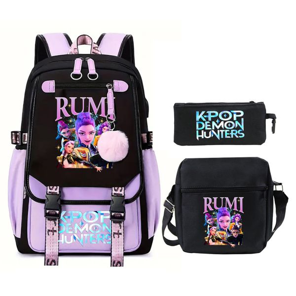 KPOP Demon Hunters 3-Piece Backpack Set - Rumi