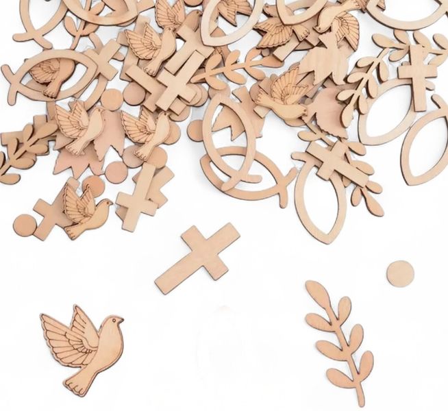 60pcs Unfinished Wooden Christmas theme confetti