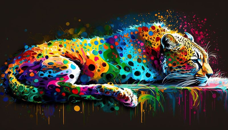 Canvas Wall Art - Sleeping Colourful Tiger