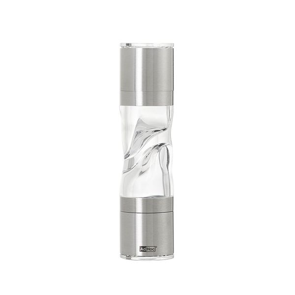 AdHoc Salt &amp; Pepper Grinder 2-in-1: Steel/Clear Quality German Brand 4x15cm